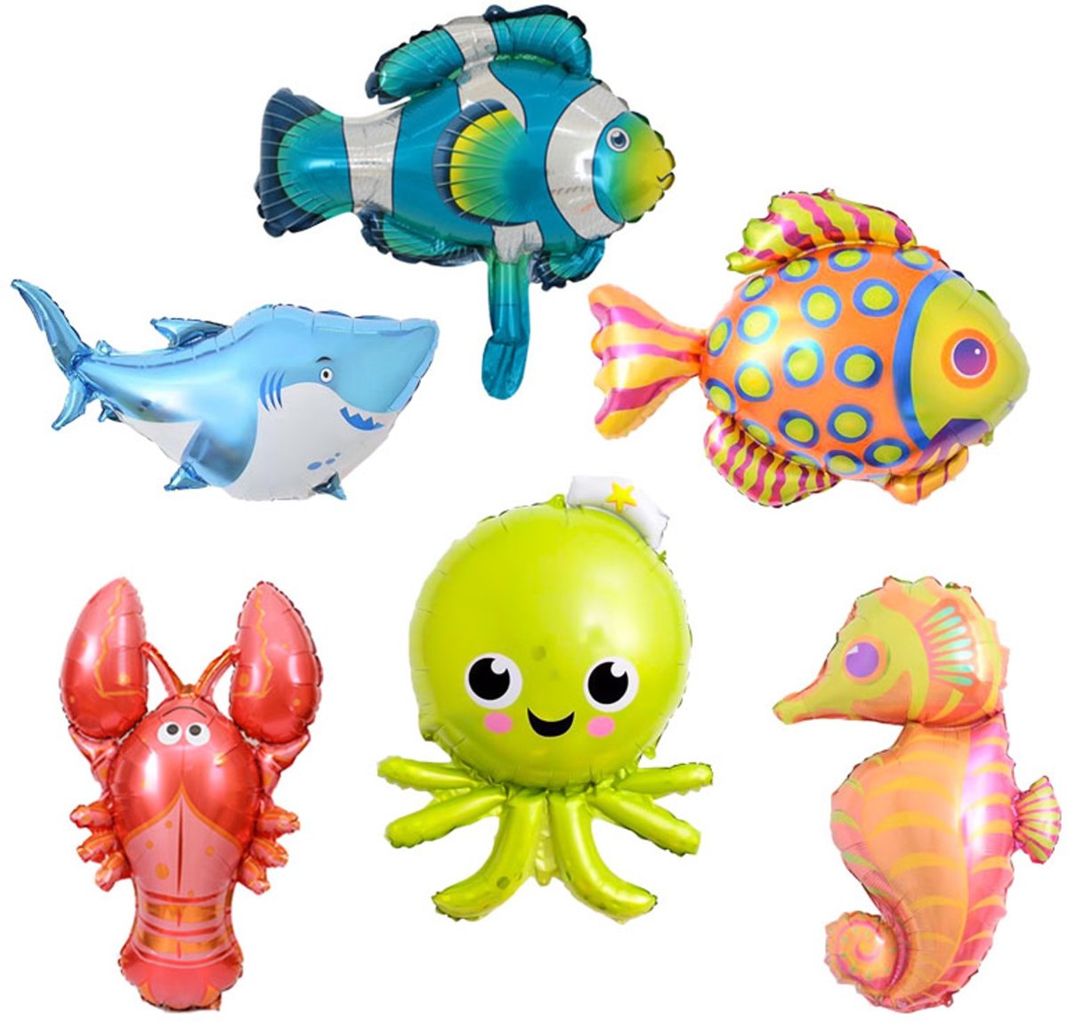 6x Folie ballonnen set | Verjaardag | ballon | Vissen